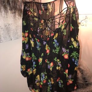 Sheer floral torrid top size 2